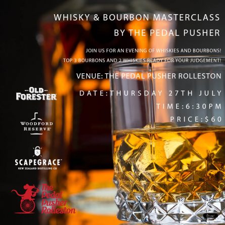 the-pedal-pusher-rolleston-whisky-tasting-bourbon-scapegrace-restaurant-masterclass-social-night-pub-bar-nz-woodford-reserve